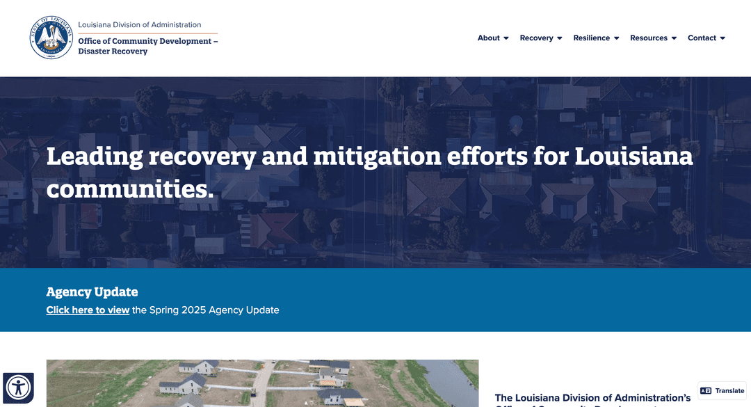 Louisiana Division of Administration’s Office of Community Development – Disaster Recovery